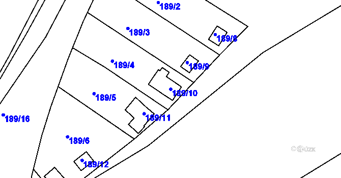 Parcela st. 189/10 v KÚ Helenín, Katastrální mapa