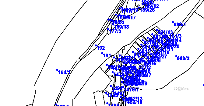 Parcela st. 191 v KÚ Helenín, Katastrální mapa