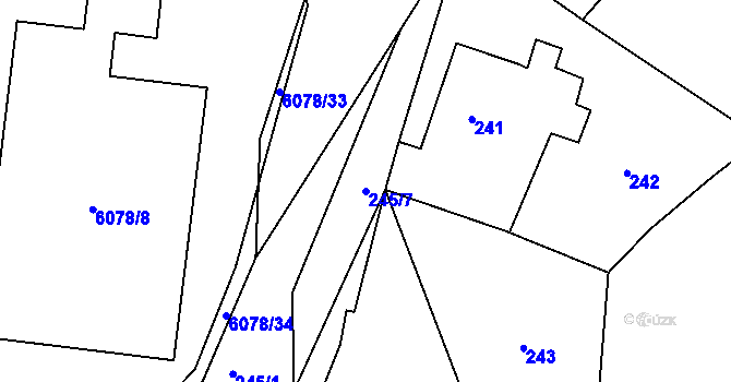 Parcela st. 245/7 v KÚ Helenín, Katastrální mapa