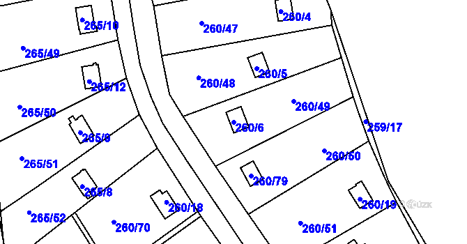 Parcela st. 260/6 v KÚ Helenín, Katastrální mapa