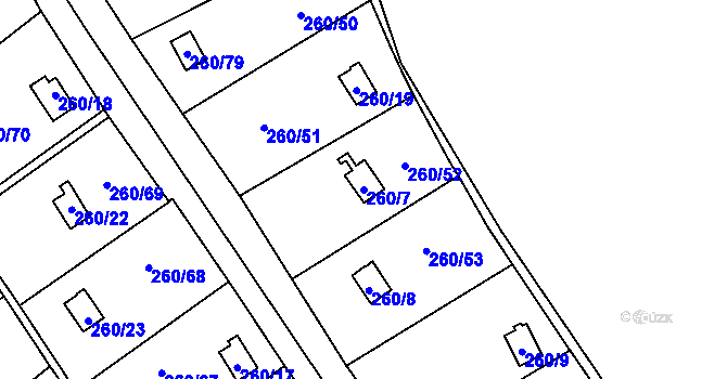 Parcela st. 260/7 v KÚ Helenín, Katastrální mapa