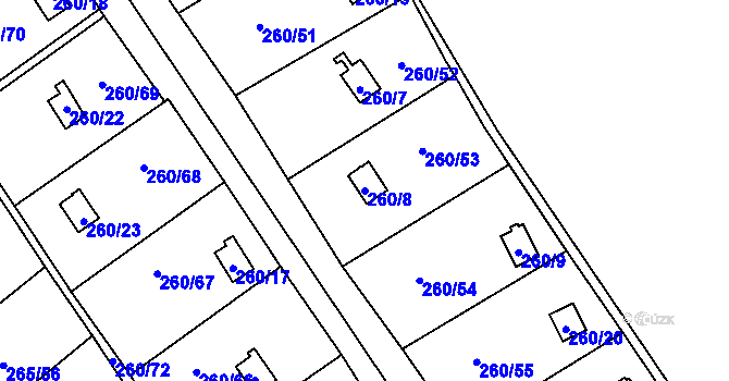 Parcela st. 260/8 v KÚ Helenín, Katastrální mapa