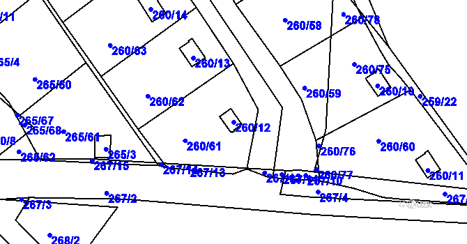 Parcela st. 260/12 v KÚ Helenín, Katastrální mapa