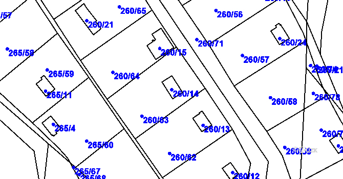 Parcela st. 260/14 v KÚ Helenín, Katastrální mapa