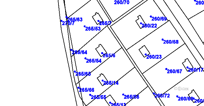 Parcela st. 265/6 v KÚ Helenín, Katastrální mapa