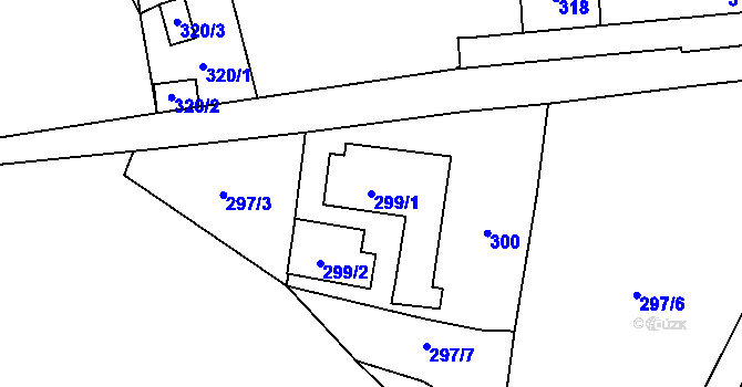 Parcela st. 299/1 v KÚ Helenín, Katastrální mapa