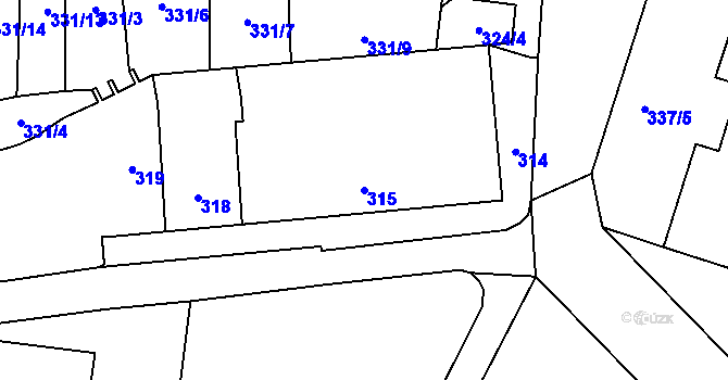 Parcela st. 315 v KÚ Helenín, Katastrální mapa