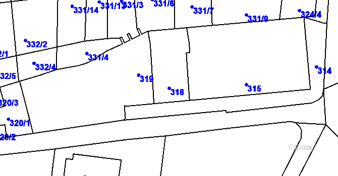 Parcela st. 318 v KÚ Helenín, Katastrální mapa