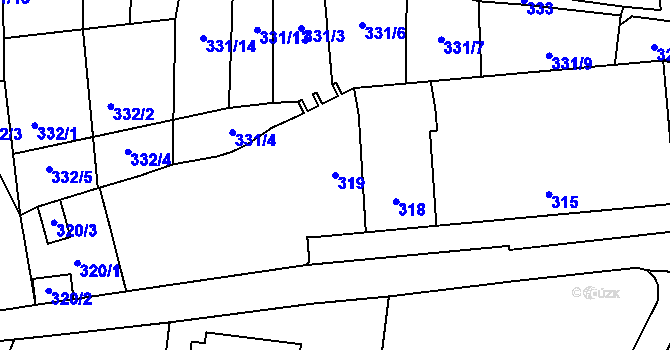 Parcela st. 319 v KÚ Helenín, Katastrální mapa