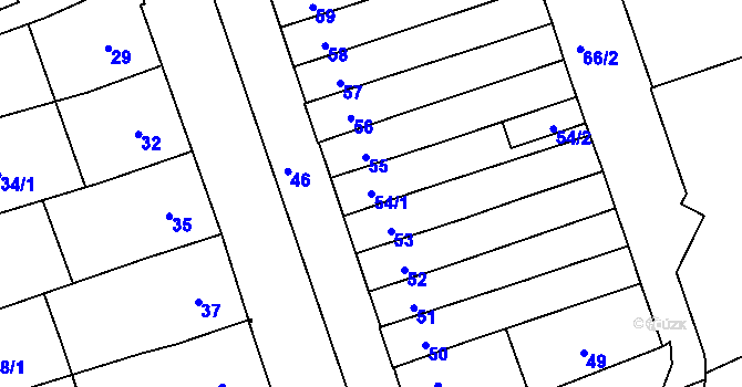 Parcela st. 54/1 v KÚ Helenín, Katastrální mapa
