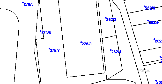 Parcela st. 278/8 v KÚ Helenín, Katastrální mapa