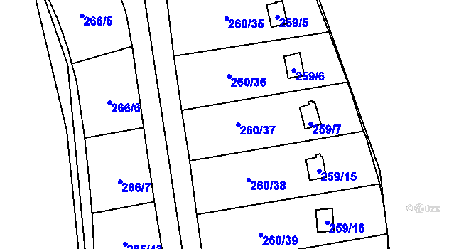 Parcela st. 260/37 v KÚ Helenín, Katastrální mapa