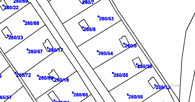 Parcela st. 260/54 v KÚ Helenín, Katastrální mapa