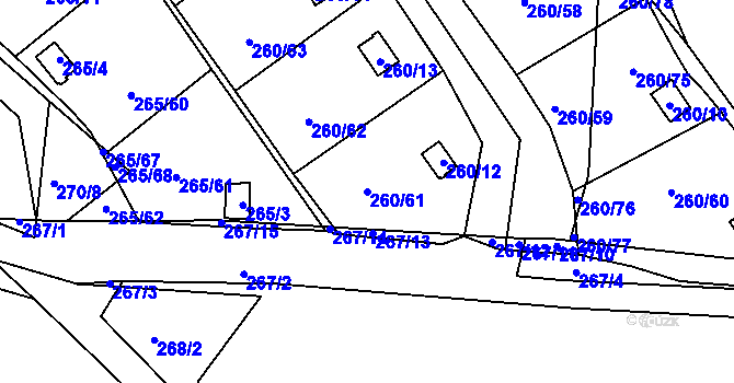 Parcela st. 260/61 v KÚ Helenín, Katastrální mapa