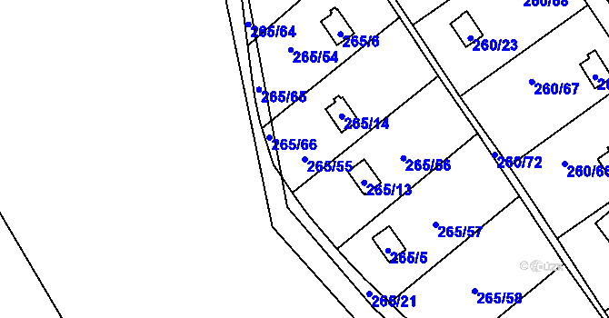 Parcela st. 265/55 v KÚ Helenín, Katastrální mapa
