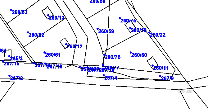 Parcela st. 260/76 v KÚ Helenín, Katastrální mapa