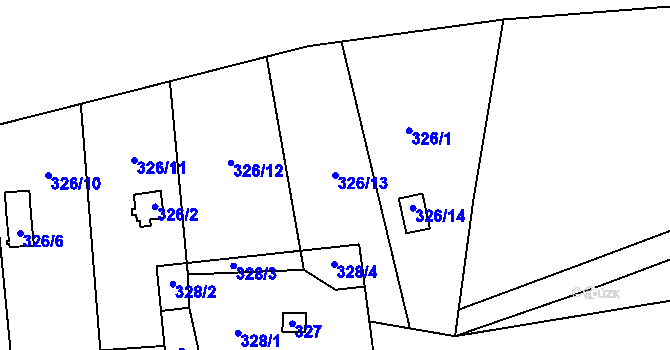 Parcela st. 326/13 v KÚ Helenín, Katastrální mapa