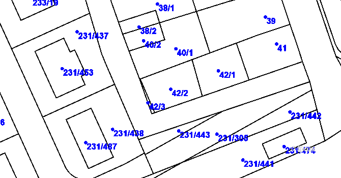 Parcela st. 42/2 v KÚ Helenín, Katastrální mapa