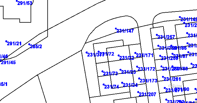Parcela st. 231/72 v KÚ Helenín, Katastrální mapa