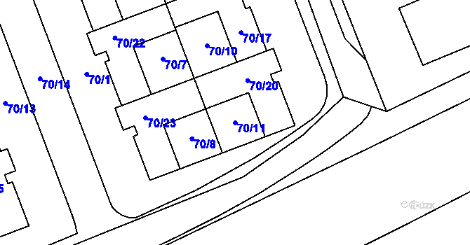 Parcela st. 70/11 v KÚ Helenín, Katastrální mapa