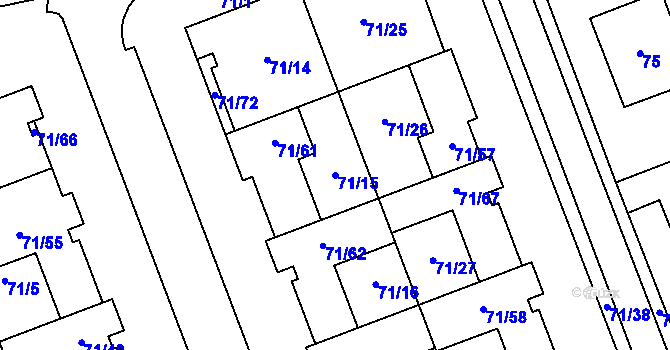 Parcela st. 71/15 v KÚ Helenín, Katastrální mapa