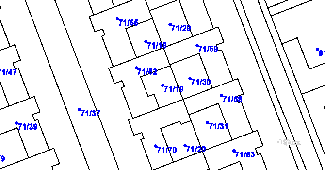 Parcela st. 71/19 v KÚ Helenín, Katastrální mapa