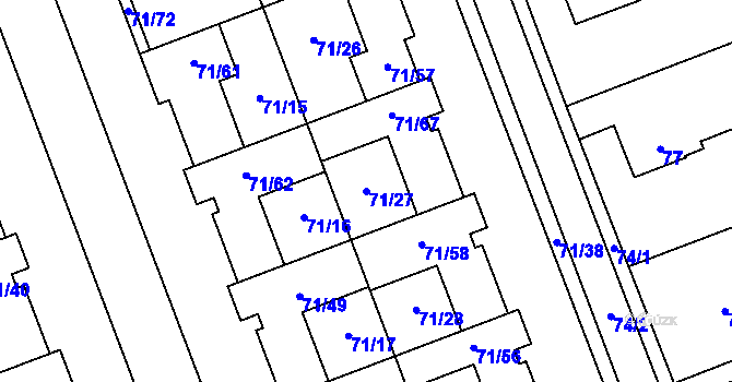 Parcela st. 71/27 v KÚ Helenín, Katastrální mapa
