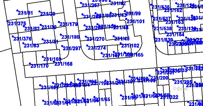 Parcela st. 231/167 v KÚ Helenín, Katastrální mapa