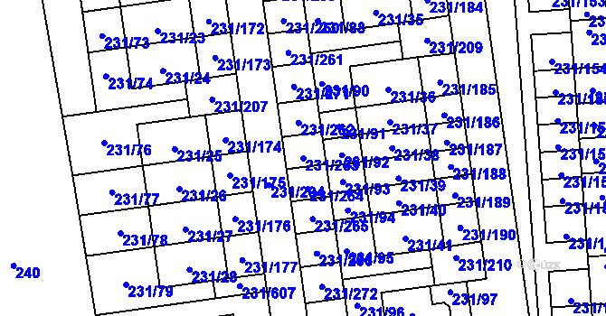 Parcela st. 231/263 v KÚ Helenín, Katastrální mapa