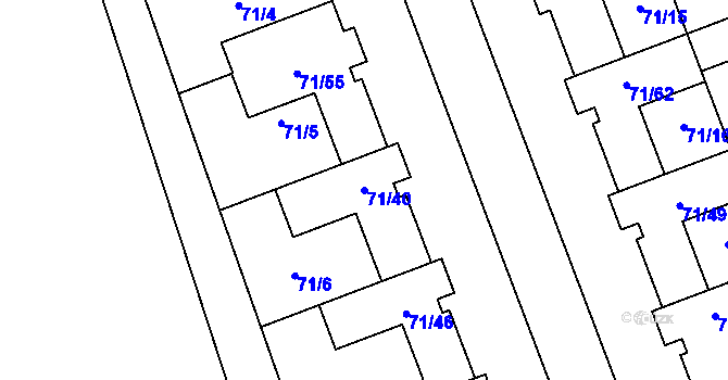 Parcela st. 71/40 v KÚ Helenín, Katastrální mapa