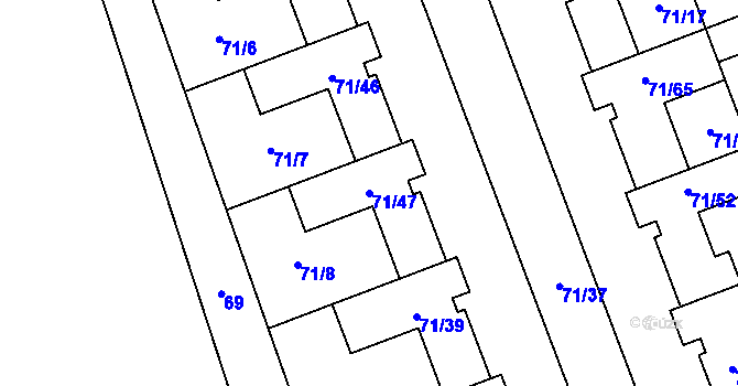 Parcela st. 71/47 v KÚ Helenín, Katastrální mapa