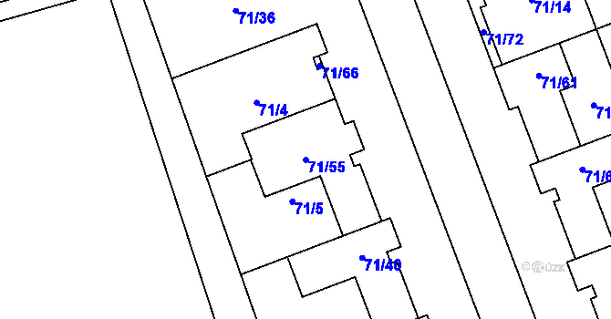Parcela st. 71/55 v KÚ Helenín, Katastrální mapa