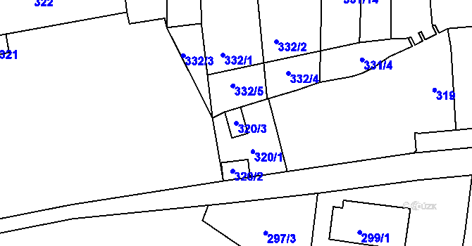 Parcela st. 320/3 v KÚ Helenín, Katastrální mapa