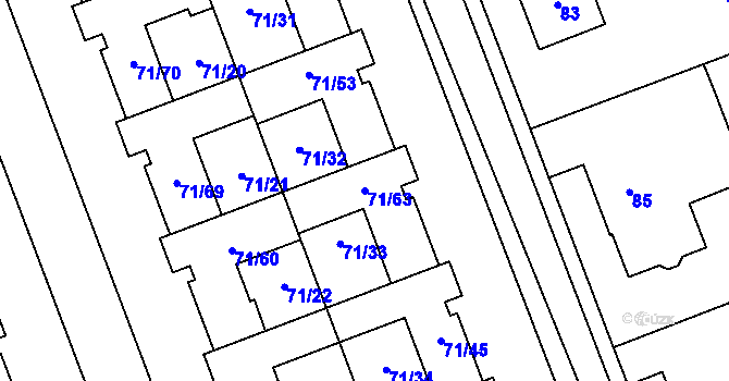 Parcela st. 71/63 v KÚ Helenín, Katastrální mapa
