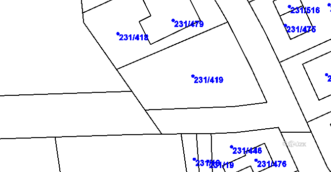 Parcela st. 231/419 v KÚ Helenín, Katastrální mapa