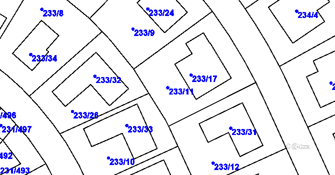 Parcela st. 233/11 v KÚ Helenín, Katastrální mapa