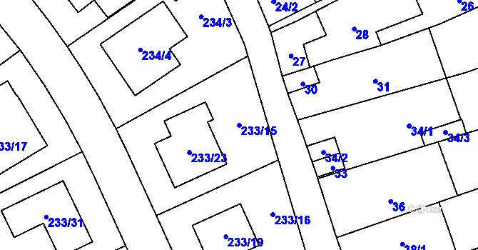 Parcela st. 233/15 v KÚ Helenín, Katastrální mapa