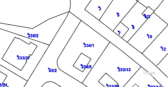 Parcela st. 234/1 v KÚ Helenín, Katastrální mapa