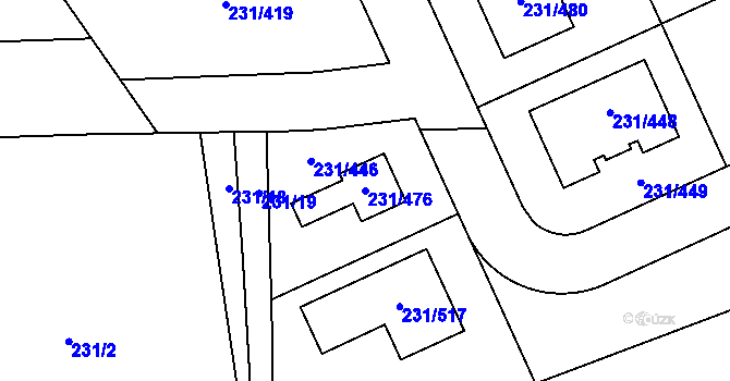 Parcela st. 231/476 v KÚ Helenín, Katastrální mapa