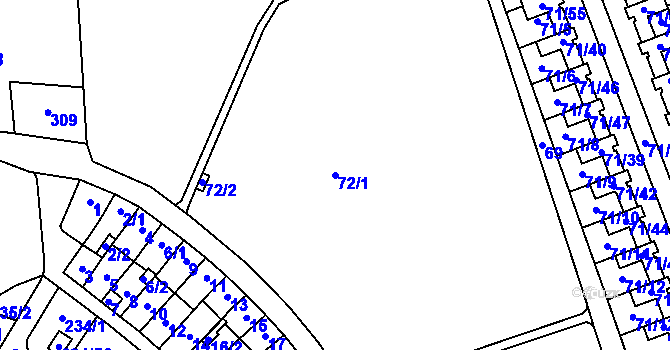 Parcela st. 72/1 v KÚ Helenín, Katastrální mapa