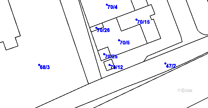 Parcela st. 70/25 v KÚ Helenín, Katastrální mapa