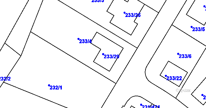Parcela st. 233/29 v KÚ Helenín, Katastrální mapa