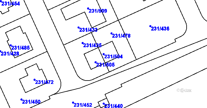 Parcela st. 231/504 v KÚ Helenín, Katastrální mapa