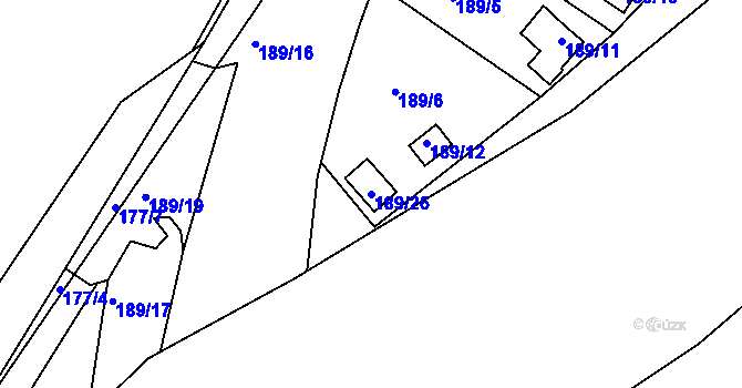 Parcela st. 189/26 v KÚ Helenín, Katastrální mapa