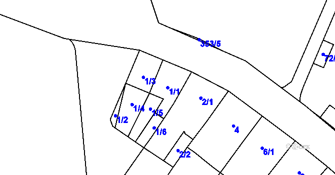 Parcela st. 1/1 v KÚ Helenín, Katastrální mapa