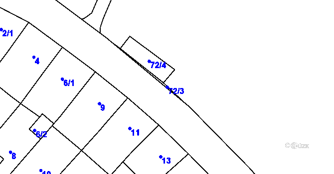 Parcela st. 72/3 v KÚ Helenín, Katastrální mapa