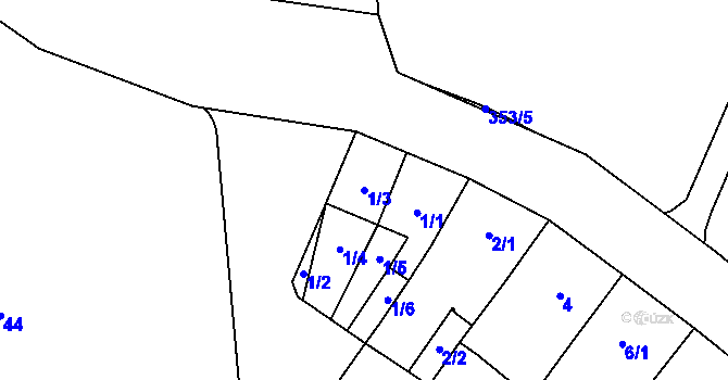 Parcela st. 1/3 v KÚ Helenín, Katastrální mapa