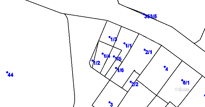Parcela st. 1/4 v KÚ Helenín, Katastrální mapa