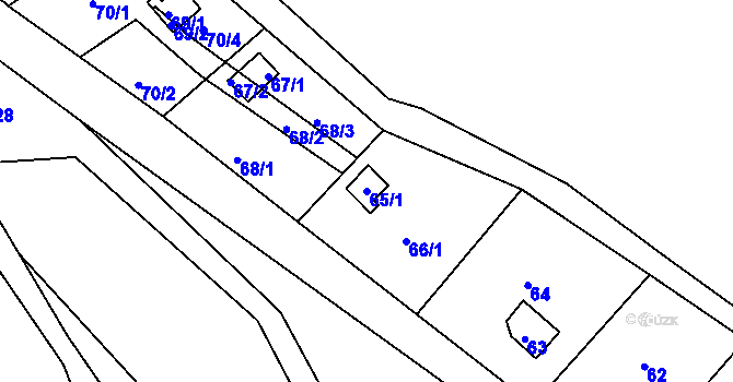 Parcela st. 65/1 v KÚ Pančava, Katastrální mapa