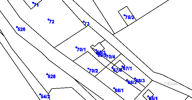 Parcela st. 69/1 v KÚ Pančava, Katastrální mapa
